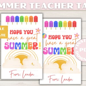 Printable Teacher Gift for Summer, End of School Year Teacher Gift, End Of School Year Tag, End of School Tag, End of Year Summer Gift Tag