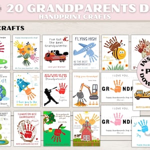 Grandparents Day Handprint Craft Art Bundle, Grandparents Day Footprint Craft, Grandparents Day Gift Craft, Gift for Grandma Grandpa, DIY