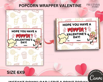 Popcorn Valentine imprimable, cartes de Saint-Valentin imprimables, cartes de Saint-Valentin pour enfants, Saint-Valentin imprimable, Saint-Valentin en classe, Saint-Valentin à l’école