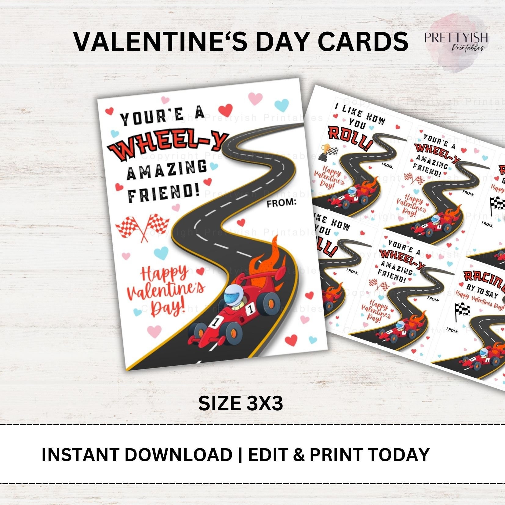 Hot Wheels Car Valentine Printable, Printable Valentine Card, Kids ...