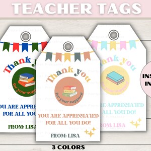 Teacher Appreciation Tag Personalized, Editable Teacher Gift Tag, Customized Gift Tag, Printable Teacher Appreciation Tag, Canva Template