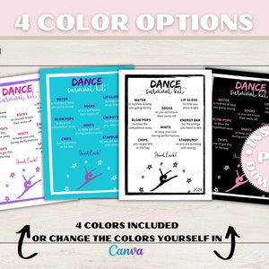 Dance Competition Survival Kit Printable, Gift Bag Printable, Printable ...