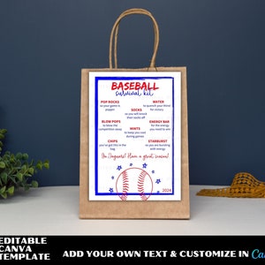 Baseball Survival Kit zum ausdrucken, Geschenktüte zum ausdrucken, Baseball Team Geschenkidee, Baseballspieler Geschenke vom Trainer, Sportgeschenk