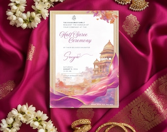 Half Saree Ceremony Invitation | Hindu Puberty Card (Digital Download)