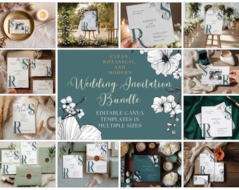 Minimalist Wedding Invitation Bundle | Editable Canva Template (Digital Download)