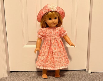 18 inch doll Pink Flower Daisy Dress with Matching Hat