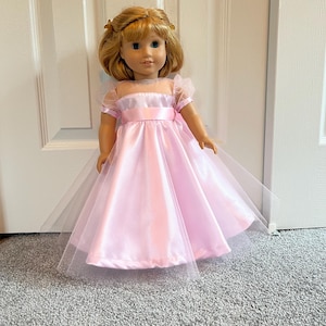 18 inch Doll Pink Satin and Tulle Gown