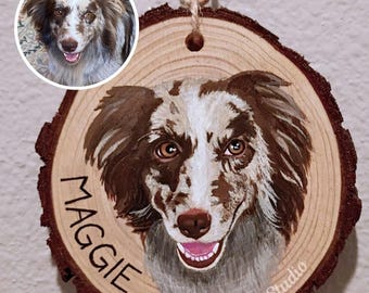 Custom Pet Portrait Wood Slice, Canvas Painting, Hand-Painted Dog or Cat Memorial Keepsake, Pet Lover Gift, Ornament, Magnet, Stand Display