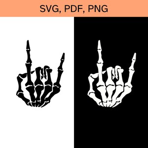 Skeleton Rock and Roll Sign Svg Png Pdf Jpg, Skeleton Rock On Hand SVG Wall Print Téléchargement instantané des fichiers numériques personnalisables