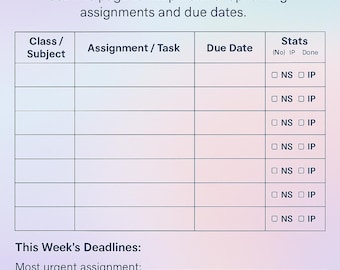 Teen Study Skills Toolkit | Weekly Planner and Homework Tracker PDF