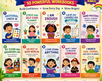 Kids Self Love Workbook Bundle | Confidence & Self Esteem Activities for Elementary and  Middle School | SEL Printable | 10 Book Mega Pack