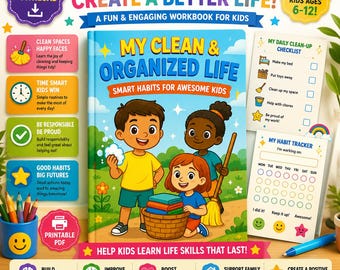 Life Skills Workbook for Elementary Kids | Clean & Organized Habits, Daily Routine, Responsibility Activities | Printable PDF