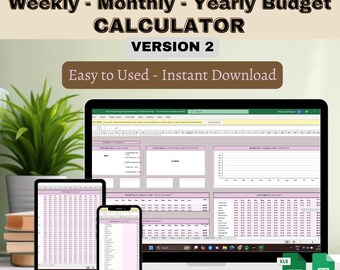 Budget Calculator Weekly Monthly Yearly | Financial Planner Printable PDF