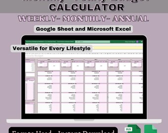 Weekly and Monthly Budget Calculator | Financial Planner Printable PDF