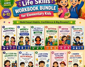 Elementary Life Skills Workbook Bundle | Kids Printable Activities | Money Management, Goal Setting, Responsibility | Homeschool SEL Pack