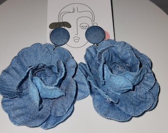 Denim flowers earrings