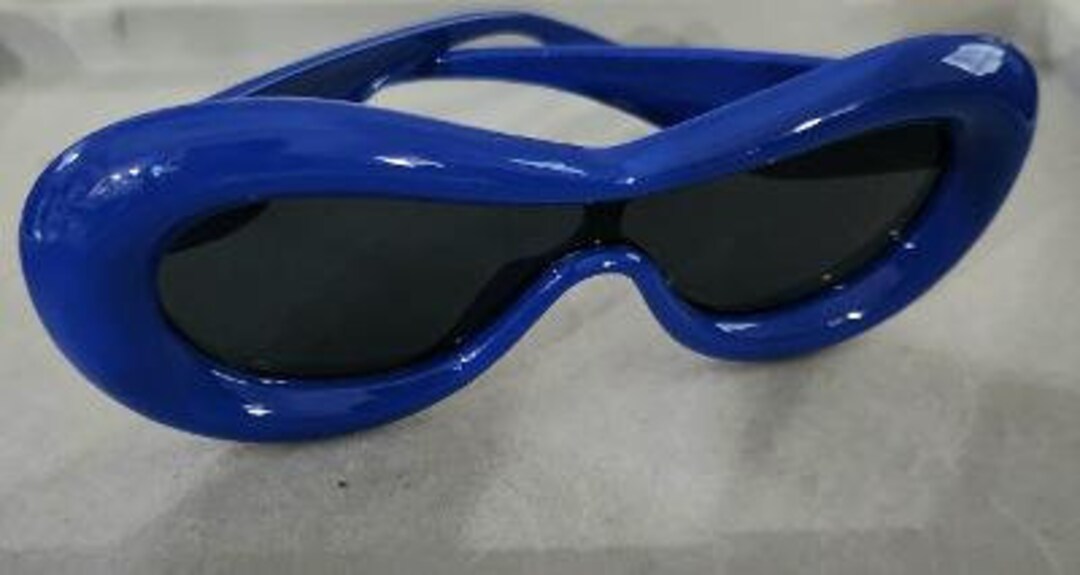 Blue Oval Clout Goggle Retro Sunglasses Etsy