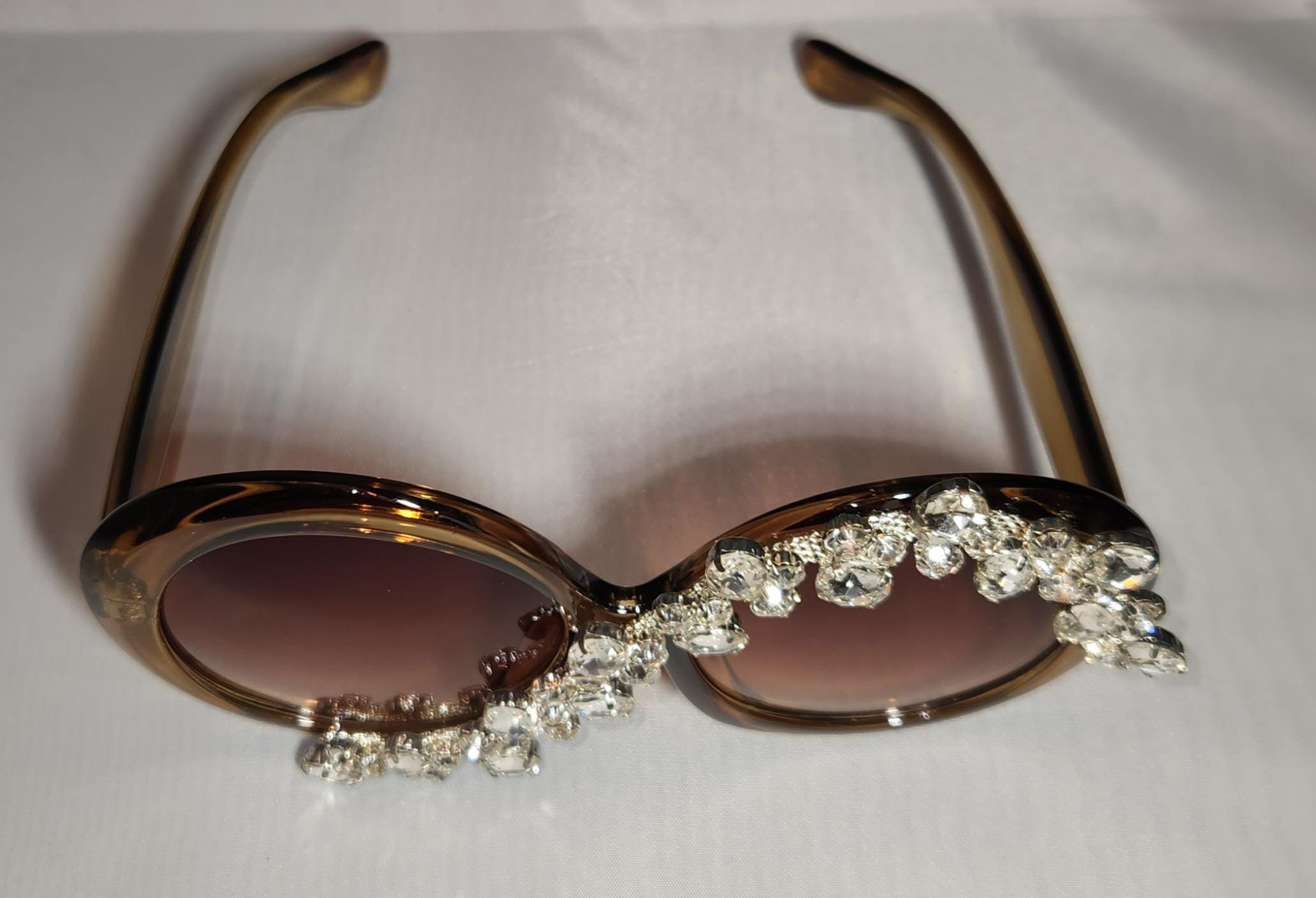 Rhinestones Brown Sunglasses - Etsy