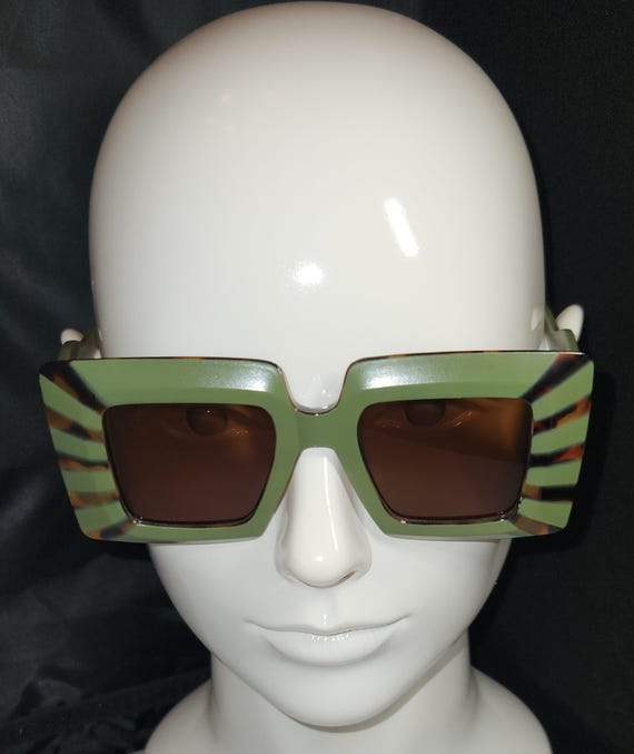 Green Stripe Sunglasses - Etsy display picture 1
