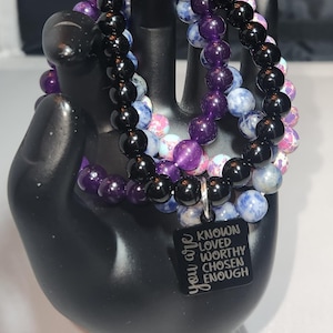 Agate Stone Bracelet Set: 8MM Purple Beaded Bracelets