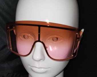 Pink Metal oversized square sunglasses