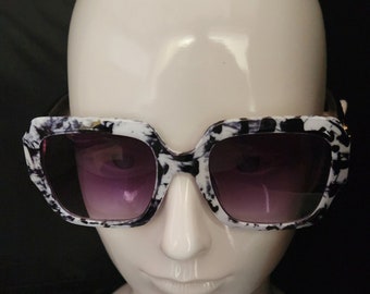 Weiß schwarz marmorierte oversized Sonnenbrille
