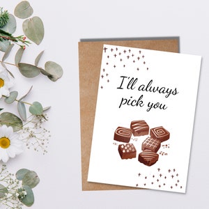 Carte de voeux amusante, boîte de chocolats, carte de Saint-Valentin de dernière minute, petite amie, petit ami, mari fiancé