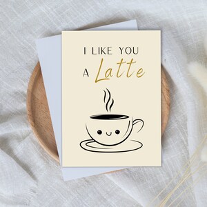 Je t'aime « A Latte » | Carte de voeux Punny | Carte de Saint-Valentin | Petite amie, petit ami, femme, mari, fiancé, partenaire, amour