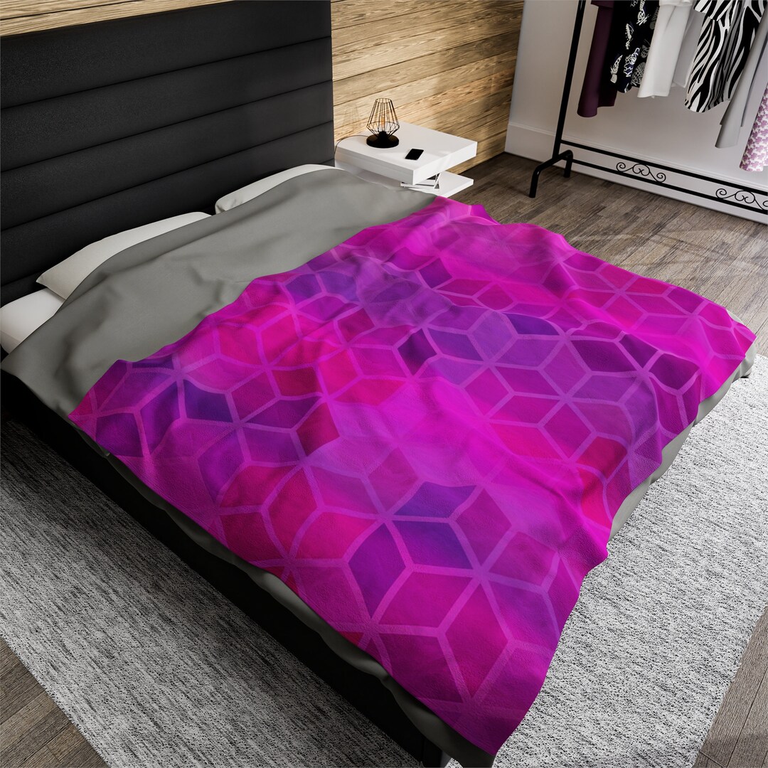 Purple/pink Cube Velveteen Soft Plush Blanket Multicolor Etsy