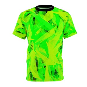 Shattered Glass - Neon Green Unisex Cut & Sew T-Shirt - Unique Custom Design - Multiple Sizes - Sports/Exercise - Gift