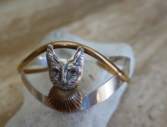 Bracelet in silver cheap with feline head