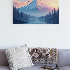 Snowy Mountain, Serene Mountain Landscape Canvas