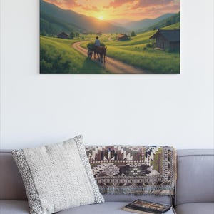 Village Sunrise, Scenic Canvas Print, Nature Wall Art, Home Decor, Landscape Artwork, Sunset Decor, Gift for Nature Lovers