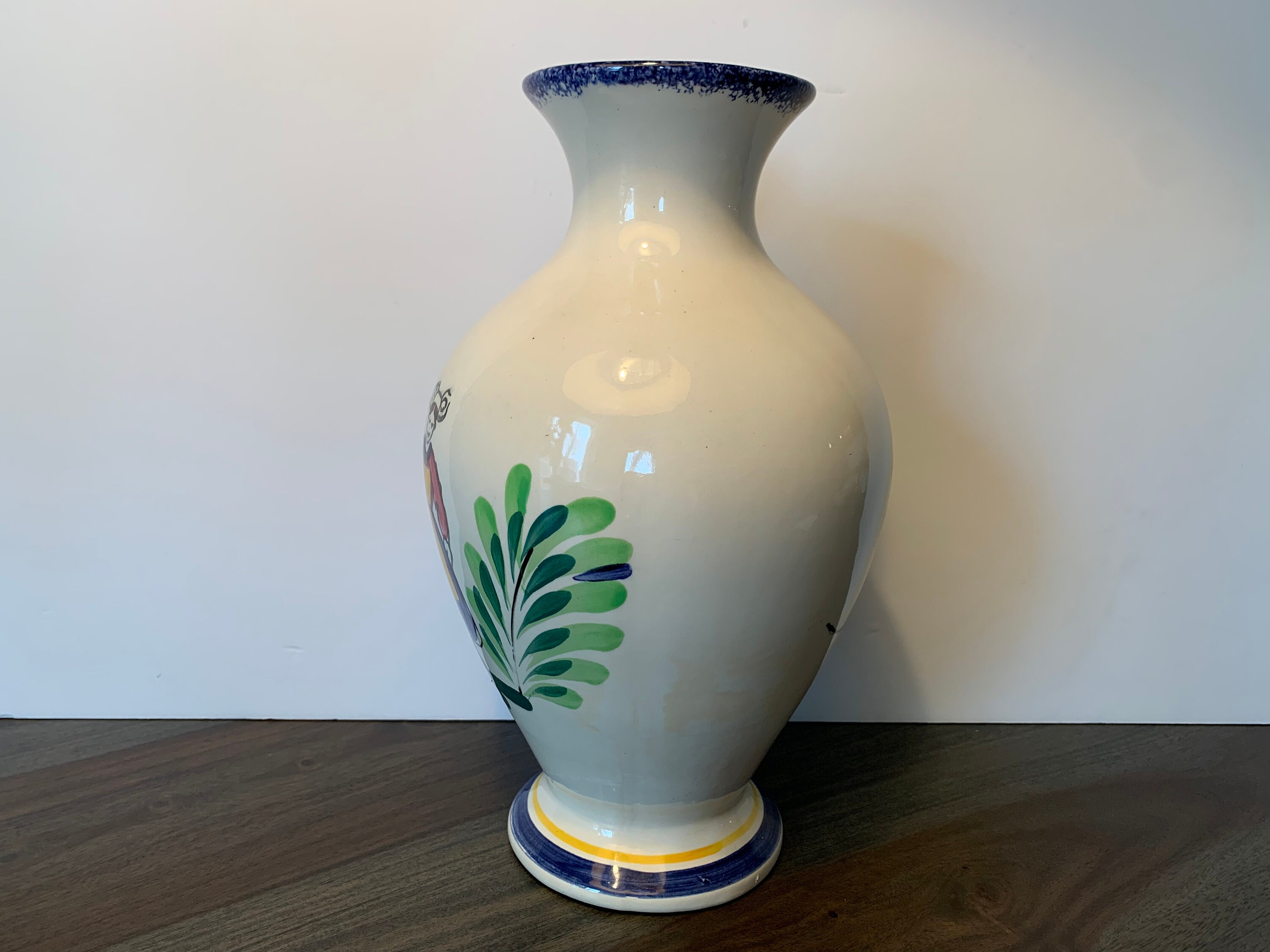 フランス　花瓶　手書き MBFA Pornic によるフランスの花瓶 手描きのカップルの花 ヴィンテージ