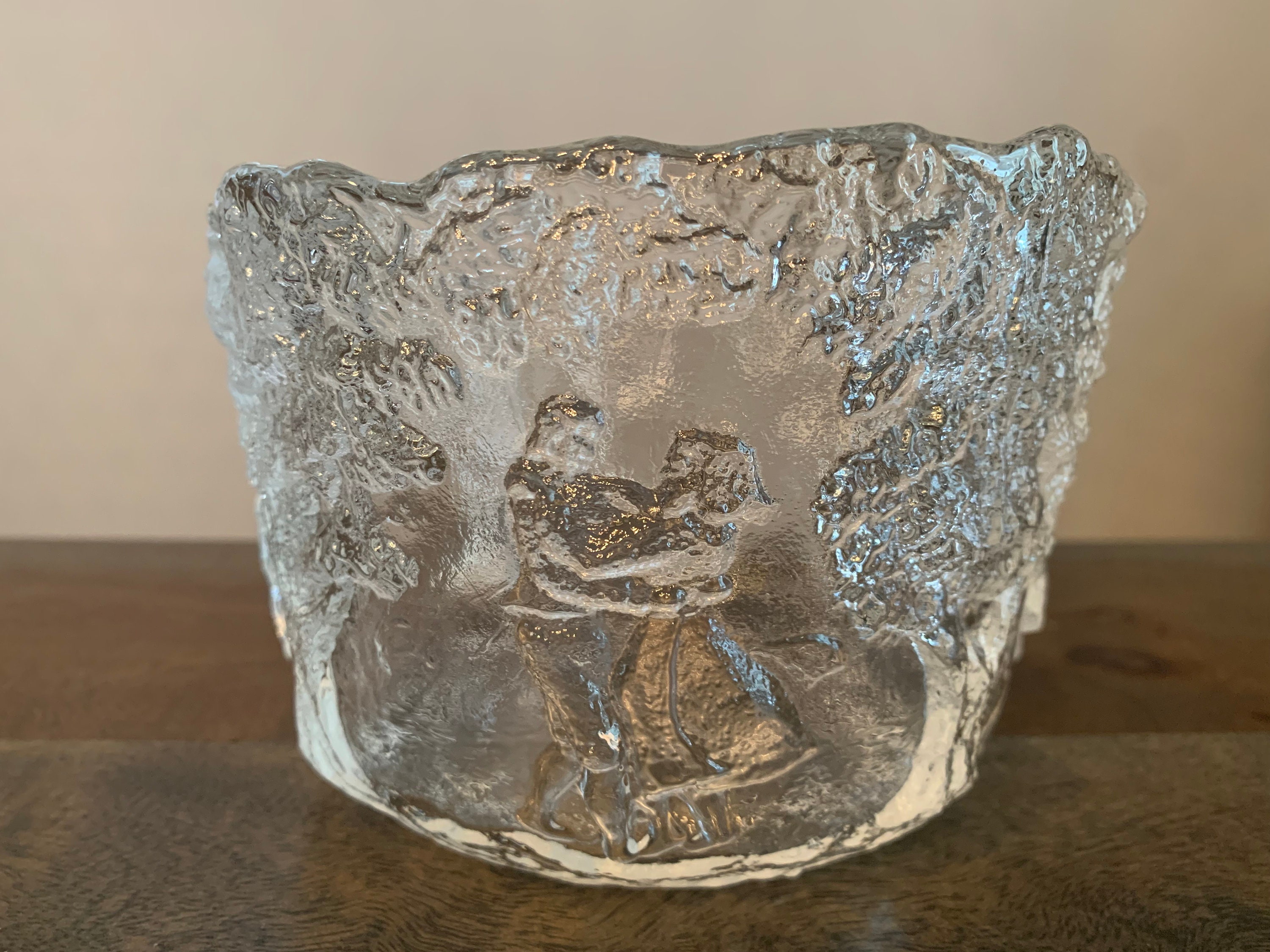 Kosta Boda Bowl Rhapsody Vintage Dancing Couple Forest Glass Art