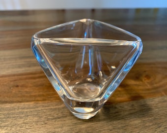 Val St-Lambert Triangle Vase Crystal Val Saint Lambert Made in Belgium Vintage Signed Crystal