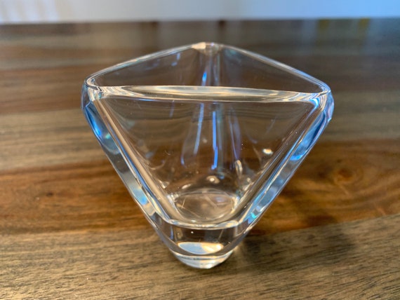 Val St-lambert Triangle Vase Crystal Val Saint Lambert Made in