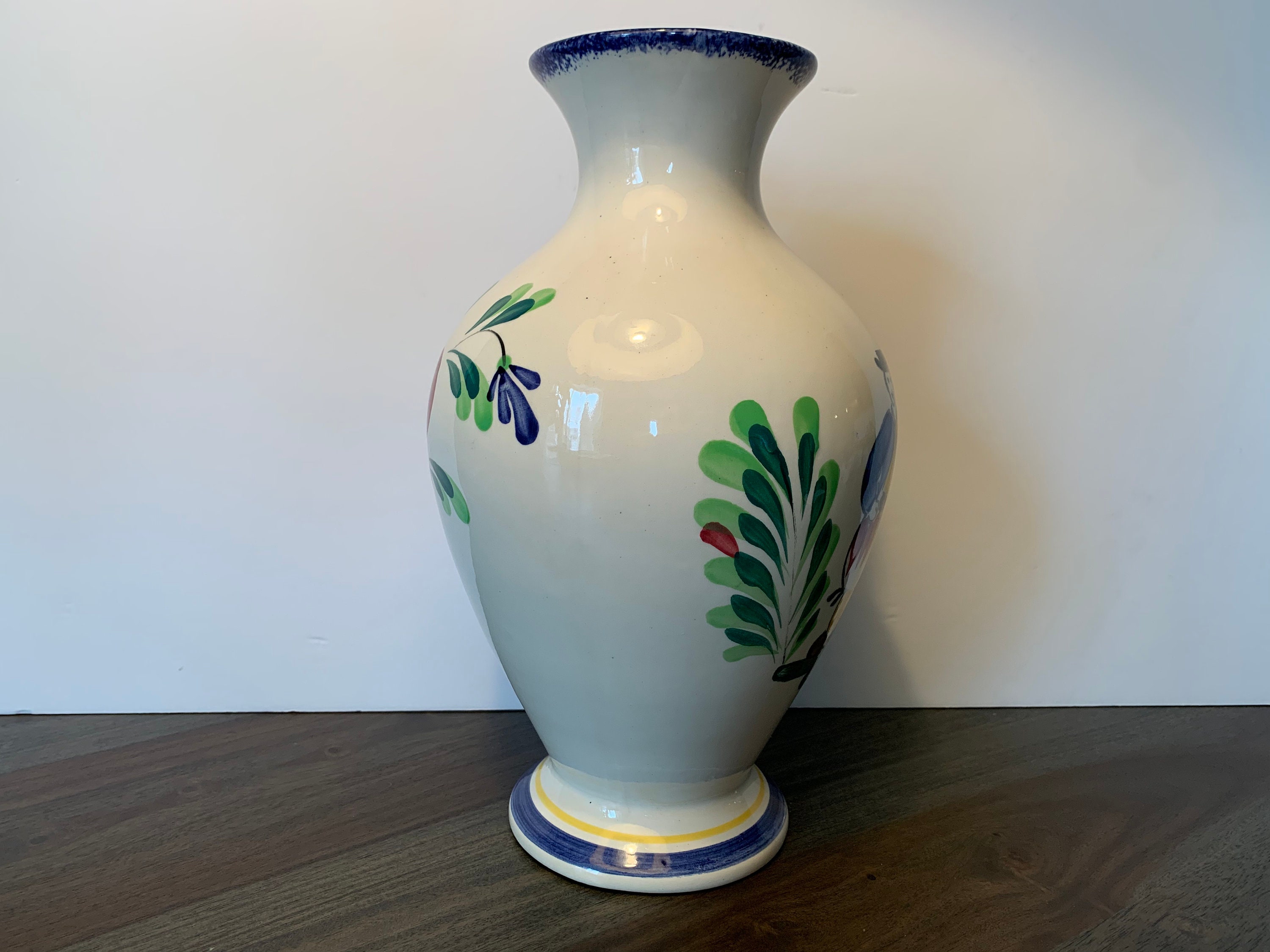 MBFA Pornic によるフランスの花瓶 手描きのカップルの花 ヴィンテージ