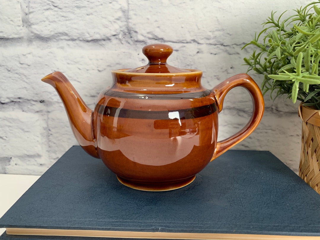 Sadler Brown Betty Teapot Single for One Brown Stripes Vintage Etsy