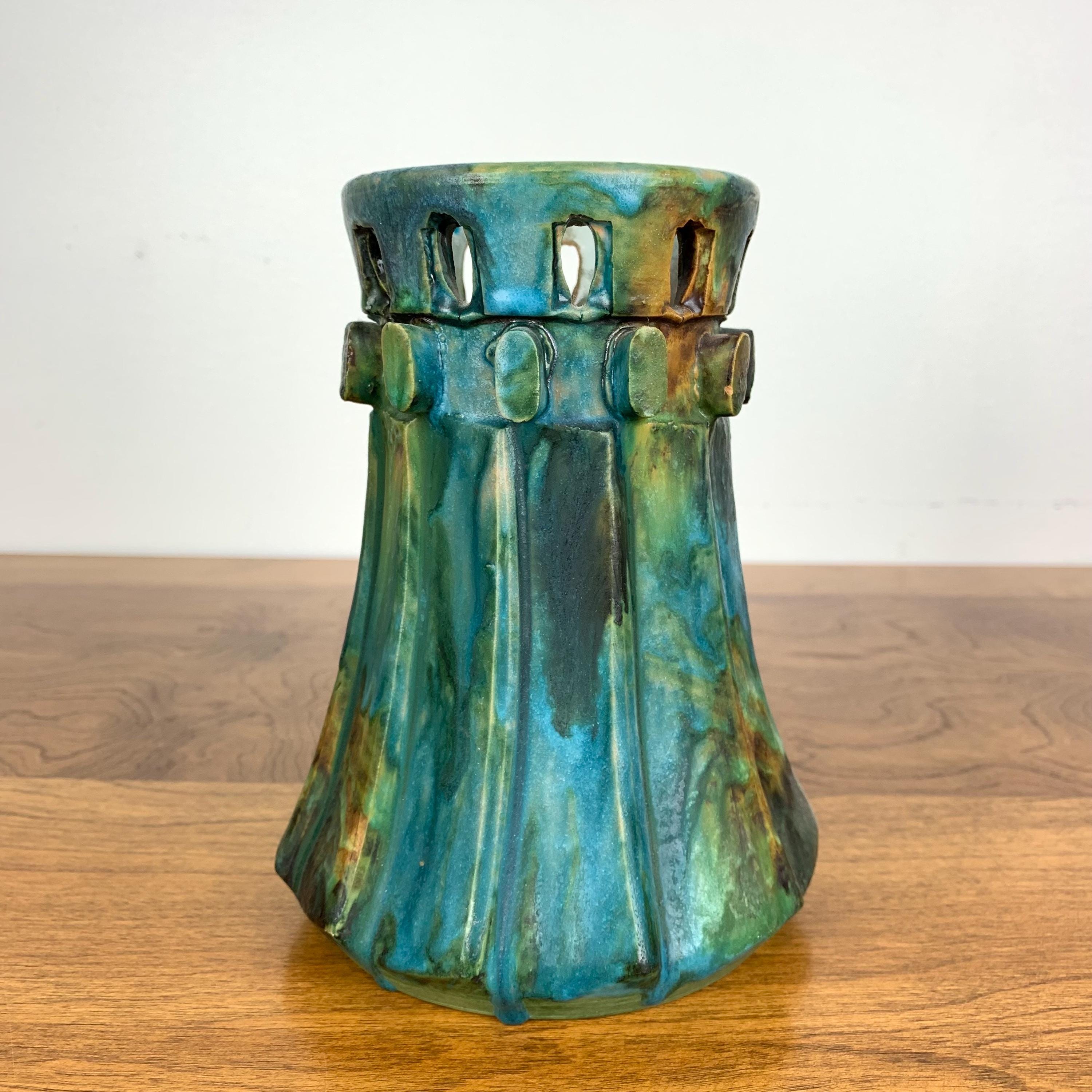Alvino Bagni Sea Garden Vase Blue Green Handmade MCM Italy Italian