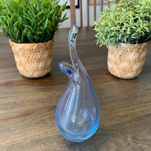 Vaso in vetro Holmegaard Duckling Per Lutken Blu Made in Denmark Firmato 220020 COSÌ COM&#39;È Vintage MCM Mid-Century Moderno vetro danese arte Nuvoloso