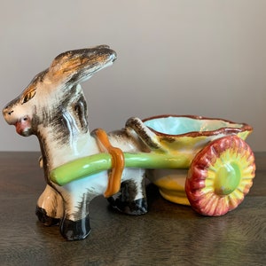 Italian Donkey And Cart Signed Italy M Vintage Handmade Handpainted Made in Italy Donkey Cart Planter Italian Planter