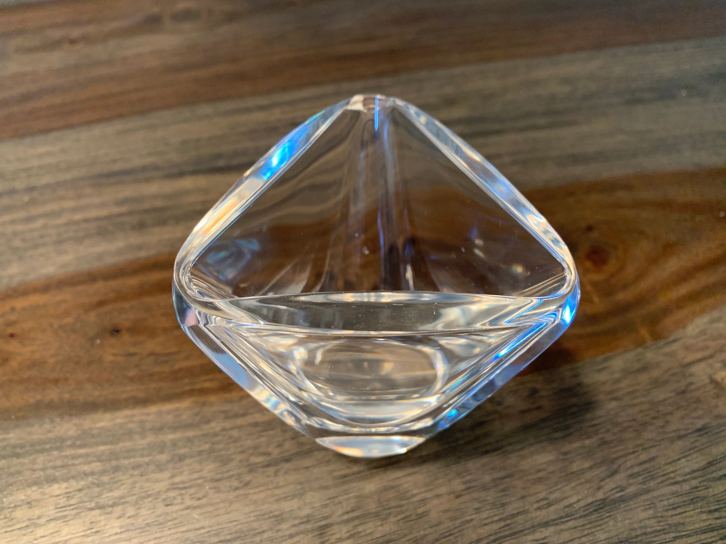 Val St-lambert Triangle Vase Crystal Val Saint Lambert Made in