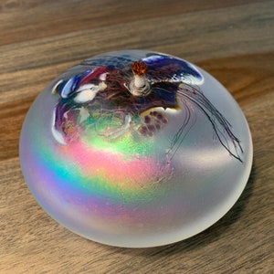 Oil Lamp Signed Numbered E1 9092 Vintage Frosted Irridescent Multicolor Rainbow Heavy High Quality Wick included