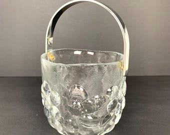 Kosta Boda Glass Ice Bucket Grape Kosgrap Design Ann Warff Sweden MCM Vtg