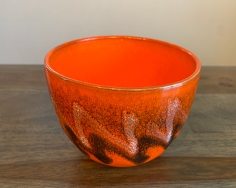 Alvino Bagni Bowl Red Orange White Black Stamped Italy Zigzag