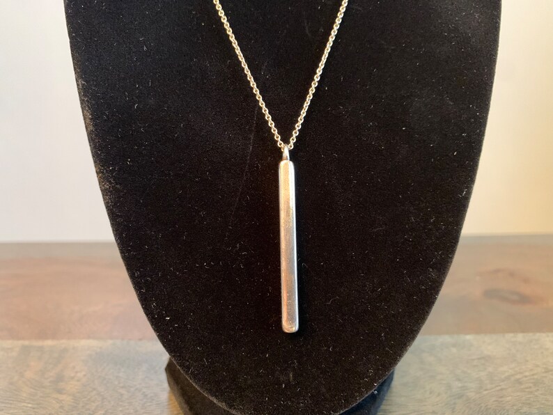 Sterling Silver Drop Bar Necklace Pendant Earrings Set Vintage Stamped