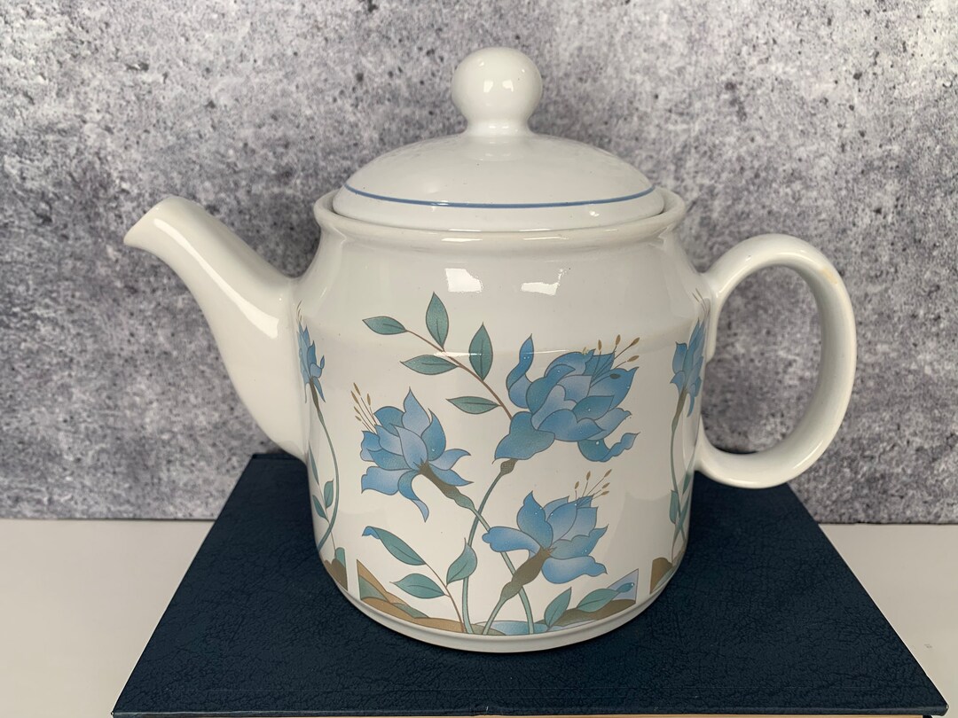 Sadler Teapot Blue Flowers Vintage Made in England Etsy