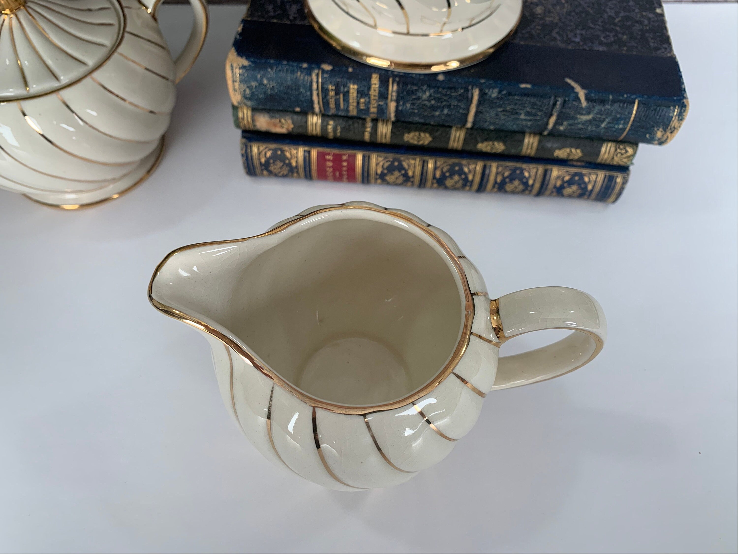 Sadler Tea Set Sadler 5 Pieces Tea Set, Teapot Creamer Sugar Bowl With Lid. White With ...