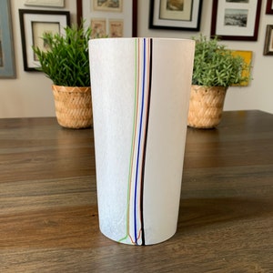 Kosta Boda Bertil Vallien Signed Glass Vase Frosted Rainbow Made in Sweden Vintage MCM Mid-Century Modern Swedish Glass